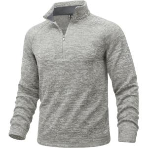 image:imageMAGCOMSEN Mens Quarter Zip Pullover Long Sleeve Fleece Lined Sweatshirts 14 Zip Golf Sweater Winter CasualWhite