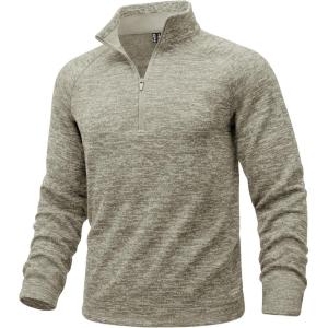 image:imageMAGCOMSEN Mens Quarter Zip Pullover Long Sleeve Fleece Lined Sweatshirts 14 Zip Golf Sweater Winter CasualYellow