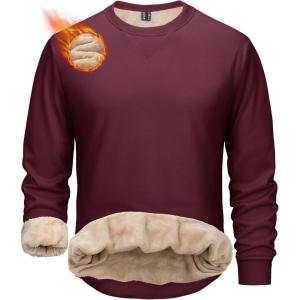 image:imageMAGCOMSEN Mens Sweatshirt Crewneck Thermal Sherpa Lined Sweatshirts Warm Winter Casual TopsWinered