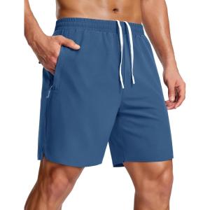 image:imageMAGCOMSEN Mens Workout Athletic Shorts 7 Lightweight Quick Dry Water Resistant Zipper Pockets Gym Hiking ShortsBluegrey