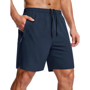image:imageMAGCOMSEN Mens Workout Athletic Shorts 7 Lightweight Quick Dry Water Resistant Zipper Pockets Gym Hiking ShortsNavy