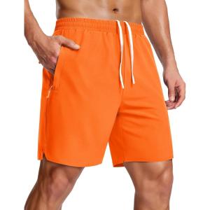 image:imageMAGCOMSEN Mens Workout Athletic Shorts 7 Lightweight Quick Dry Water Resistant Zipper Pockets Gym Hiking ShortsOrange