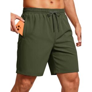 image:imageMAGCOMSEN Mens Workout Running Shorts 7 Quick Dry Athletic Hiking Shorts Lightweight Gym Tennis with PocketsArmy Green