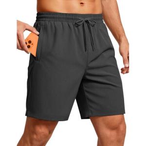 image:imageMAGCOMSEN Mens Workout Running Shorts 7 Quick Dry Athletic Hiking Shorts Lightweight Gym Tennis with PocketsDark Grey