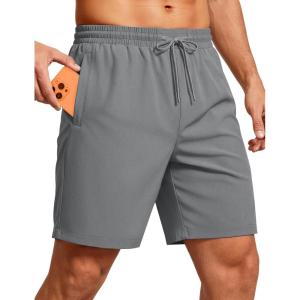 image:imageMAGCOMSEN Mens Workout Running Shorts 7 Quick Dry Athletic Hiking Shorts Lightweight Gym Tennis with PocketsLight Grey