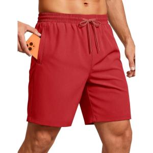 image:imageMAGCOMSEN Mens Workout Running Shorts 7 Quick Dry Athletic Hiking Shorts Lightweight Gym Tennis with PocketsRed