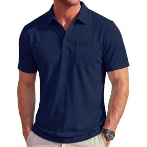image:imageMAGCOMSEN Polo Shirts for Men Short Sleeve Collared Golf Shirt with Pocket Moisture Wicking Quick Dry Performance Polos2 Navy
