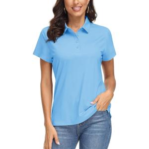 image:imageMAGCOMSEN Womens Polo Shirts UPF 50 Short Sleeve Golf Shirt Quick Dry Sun Protection 4 Buttons Casual Work Collar Top04blue