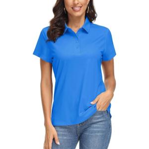 image:imageMAGCOMSEN Womens Polo Shirts UPF 50 Short Sleeve Golf Shirt Quick Dry Sun Protection 4 Buttons Casual Work Collar TopAzure