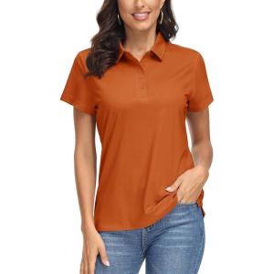 image:imageMAGCOMSEN Womens Polo Shirts UPF 50 Short Sleeve Golf Shirt Quick Dry Sun Protection 4 Buttons Casual Work Collar TopDark Orange