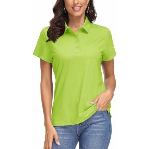 image:imageMAGCOMSEN Womens Polo Shirts UPF 50 Short Sleeve Golf Shirt Quick Dry Sun Protection 4 Buttons Casual Work Collar TopF Green