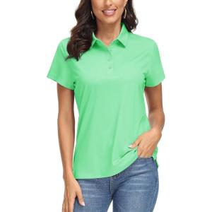 image:imageMAGCOMSEN Womens Polo Shirts UPF 50 Short Sleeve Golf Shirt Quick Dry Sun Protection 4 Buttons Casual Work Collar TopMint Green