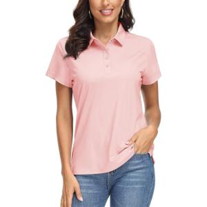 image:imageMAGCOMSEN Womens Polo Shirts UPF 50 Short Sleeve Golf Shirt Quick Dry Sun Protection 4 Buttons Casual Work Collar TopPale Pink