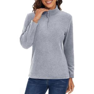 image:imageMAGCOMSEN Womens Quarter Zip Pullover Polar Fleece Jacket Soft Lightweight Sweatshirts Long Sleeve Warm Tops