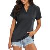 image:imageMAGCOMSEN Womens Polo Shirts V Neck UPF 50 Short Sleeve T Shirts Collarless Sun Protection Quick Dry Golf Tennis Tops