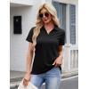image:imageMAGCOMSEN Womens Polo Shirts Cotton Short Sleeve VNeck Collared Tops Golf Shirt Work Casual Summer TeeAblack