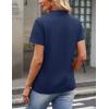 image:imageMAGCOMSEN Womens Polo Shirts Cotton Short Sleeve VNeck Collared Tops Golf Shirt Work Casual Summer TeeAnavy Blue
