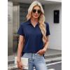 image:imageMAGCOMSEN Womens Polo Shirts Cotton Short Sleeve VNeck Collared Tops Golf Shirt Work Casual Summer TeeAnavy Blue