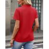 image:imageMAGCOMSEN Womens Polo Shirts Cotton Short Sleeve VNeck Collared Tops Golf Shirt Work Casual Summer TeeAtomato Red