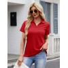 image:imageMAGCOMSEN Womens Polo Shirts Cotton Short Sleeve VNeck Collared Tops Golf Shirt Work Casual Summer TeeAtomato Red