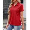 image:imageMAGCOMSEN Womens Polo Shirts Cotton Short Sleeve VNeck Collared Tops Golf Shirt Work Casual Summer TeeAtomato Red
