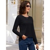 image:imageMAGCOMSEN Womens Long Sleeve Cotton Crew Neck TShirt Casual Tee Basic Top  ClassicFit MoistureWicking Breathable Tee Spring Fall Winter Crewneck Tshirt Solid Color Ladies Soft Shirt Daily WearAblack