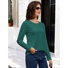 image:imageMAGCOMSEN Womens Long Sleeve Cotton Crew Neck TShirt Casual Tee Basic Top  ClassicFit MoistureWicking Breathable Tee Spring Fall Winter Crewneck Tshirt Solid Color Ladies Soft Shirt Daily WearEmerald Green