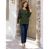image:imageMAGCOMSEN Womens Long Sleeve Cotton Crew Neck TShirt Casual Tee Basic Top  ClassicFit MoistureWicking Breathable Tee Spring Fall Winter Crewneck Tshirt Solid Color Ladies Soft Shirt Daily WearZarmy Green