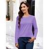 image:imageMAGCOMSEN Womens Long Sleeve Cotton Crew Neck TShirt Casual Tee Basic Top  ClassicFit MoistureWicking Breathable Tee Spring Fall Winter Crewneck Tshirt Solid Color Ladies Soft Shirt Daily WearAlight Purple