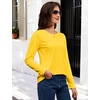 image:imageMAGCOMSEN Womens Long Sleeve Cotton Crew Neck TShirt Casual Tee Basic Top  ClassicFit MoistureWicking Breathable Tee Spring Fall Winter Crewneck Tshirt Solid Color Ladies Soft Shirt Daily WearYellow