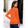 image:imageMAGCOMSEN Womens Long Sleeve Cotton Crew Neck TShirt Casual Tee Basic Top  ClassicFit MoistureWicking Breathable Tee Spring Fall Winter Crewneck Tshirt Solid Color Ladies Soft Shirt Daily WearOrange