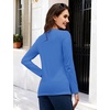 image:imageMAGCOMSEN Womens Long Sleeve Cotton Crew Neck TShirt Casual Tee Basic Top  ClassicFit MoistureWicking Breathable Tee Spring Fall Winter Crewneck Tshirt Solid Color Ladies Soft Shirt Daily WearAzure Blue