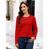 image:imageMAGCOMSEN Womens Long Sleeve Cotton Crew Neck TShirt Casual Tee Basic Top  ClassicFit MoistureWicking Breathable Tee Spring Fall Winter Crewneck Tshirt Solid Color Ladies Soft Shirt Daily WearAred
