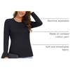 image:imageMAGCOMSEN Womens Long Sleeve Cotton Crew Neck TShirt Casual Tee Basic Top  ClassicFit MoistureWicking Breathable Tee Spring Fall Winter Crewneck Tshirt Solid Color Ladies Soft Shirt Daily WearAblack