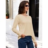 image:imageMAGCOMSEN Womens Long Sleeve Cotton Crew Neck TShirt Casual Tee Basic Top  ClassicFit MoistureWicking Breathable Tee Spring Fall Winter Crewneck Tshirt Solid Color Ladies Soft Shirt Daily WearLight Apricot
