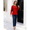 image:imageMAGCOMSEN Womens Long Sleeve Cotton Crew Neck TShirt Casual Tee Basic Top  ClassicFit MoistureWicking Breathable Tee Spring Fall Winter Crewneck Tshirt Solid Color Ladies Soft Shirt Daily WearAred