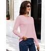 image:imageMAGCOMSEN Womens Long Sleeve Cotton Crew Neck TShirt Casual Tee Basic Top  ClassicFit MoistureWicking Breathable Tee Spring Fall Winter Crewneck Tshirt Solid Color Ladies Soft Shirt Daily WearAlight Pink