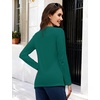 image:imageMAGCOMSEN Womens Long Sleeve Cotton Crew Neck TShirt Casual Tee Basic Top  ClassicFit MoistureWicking Breathable Tee Spring Fall Winter Crewneck Tshirt Solid Color Ladies Soft Shirt Daily WearEmerald Green
