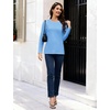 image:imageMAGCOMSEN Womens Long Sleeve Cotton Crew Neck TShirt Casual Tee Basic Top  ClassicFit MoistureWicking Breathable Tee Spring Fall Winter Crewneck Tshirt Solid Color Ladies Soft Shirt Daily WearWaterfall Blue