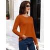 image:imageMAGCOMSEN Womens Long Sleeve Cotton Crew Neck TShirt Casual Tee Basic Top  ClassicFit MoistureWicking Breathable Tee Spring Fall Winter Crewneck Tshirt Solid Color Ladies Soft Shirt Daily WearZdeep Orange