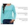 image:imageMAGCOMSEN Womens Long Sleeve Cotton Crew Neck TShirt Casual Tee Basic Top  ClassicFit MoistureWicking Breathable Tee Spring Fall Winter Crewneck Tshirt Solid Color Ladies Soft Shirt Daily WearLight Lakeblue