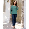 image:imageMAGCOMSEN Womens Long Sleeve Cotton Crew Neck TShirt Casual Tee Basic Top  ClassicFit MoistureWicking Breathable Tee Spring Fall Winter Crewneck Tshirt Solid Color Ladies Soft Shirt Daily WearZgray Green