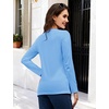 image:imageMAGCOMSEN Womens Long Sleeve Cotton Crew Neck TShirt Casual Tee Basic Top  ClassicFit MoistureWicking Breathable Tee Spring Fall Winter Crewneck Tshirt Solid Color Ladies Soft Shirt Daily WearWaterfall Blue