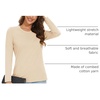 image:imageMAGCOMSEN Womens Long Sleeve Cotton Crew Neck TShirt Casual Tee Basic Top  ClassicFit MoistureWicking Breathable Tee Spring Fall Winter Crewneck Tshirt Solid Color Ladies Soft Shirt Daily WearLight Apricot