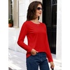 image:imageMAGCOMSEN Womens Long Sleeve Cotton Crew Neck TShirt Casual Tee Basic Top  ClassicFit MoistureWicking Breathable Tee Spring Fall Winter Crewneck Tshirt Solid Color Ladies Soft Shirt Daily WearAred