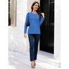 image:imageMAGCOMSEN Womens Long Sleeve Cotton Crew Neck TShirt Casual Tee Basic Top  ClassicFit MoistureWicking Breathable Tee Spring Fall Winter Crewneck Tshirt Solid Color Ladies Soft Shirt Daily WearAzure Blue