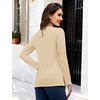 image:imageMAGCOMSEN Womens Long Sleeve Cotton Crew Neck TShirt Casual Tee Basic Top  ClassicFit MoistureWicking Breathable Tee Spring Fall Winter Crewneck Tshirt Solid Color Ladies Soft Shirt Daily WearLight Apricot