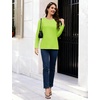 image:imageMAGCOMSEN Womens Long Sleeve Cotton Crew Neck TShirt Casual Tee Basic Top  ClassicFit MoistureWicking Breathable Tee Spring Fall Winter Crewneck Tshirt Solid Color Ladies Soft Shirt Daily WearFluorescent Green