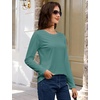 image:imageMAGCOMSEN Womens Long Sleeve Cotton Crew Neck TShirt Casual Tee Basic Top  ClassicFit MoistureWicking Breathable Tee Spring Fall Winter Crewneck Tshirt Solid Color Ladies Soft Shirt Daily WearZgray Green