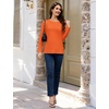 image:imageMAGCOMSEN Womens Long Sleeve Cotton Crew Neck TShirt Casual Tee Basic Top  ClassicFit MoistureWicking Breathable Tee Spring Fall Winter Crewneck Tshirt Solid Color Ladies Soft Shirt Daily WearOrange